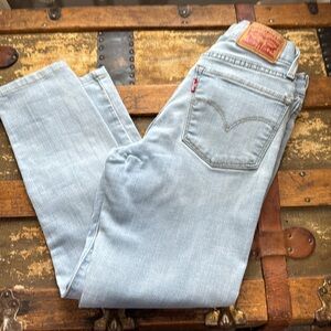 LEVIS 710 SUPER SKINNY LIGHT DENIM JEANS HEMMED